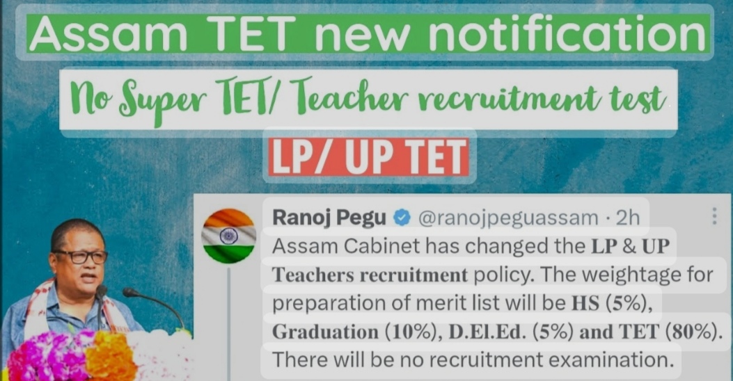 New Policy for LP UP Teacher recruitment Assam 2023